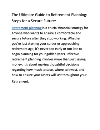 retirement planning