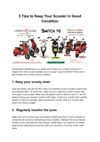 5 Tips to Keep Your Scooter in Good Condition