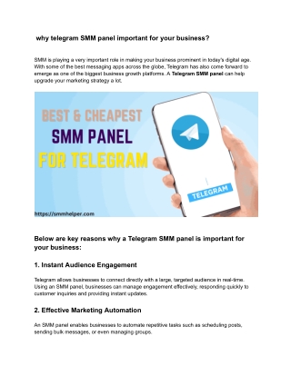 why telegram SMM panel is important for Buisness