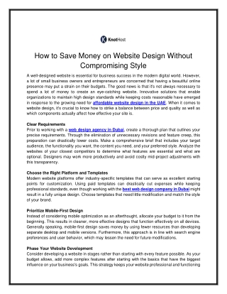 How to Save Money on Website Design Without Compromising Style