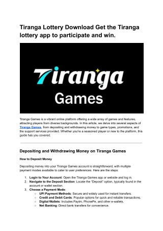 Tiranga Lottery Download