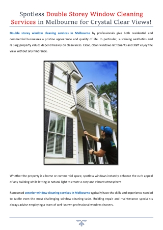Spotless Double Storey Window Cleaning Services in Melbourne for Crystal Clear Views!