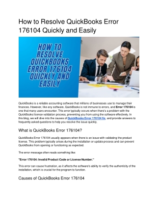 How to Resolve QuickBooks Error 176104 Quickly and Easily