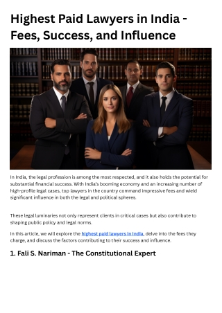 Highest Paid Lawyers in India - Fees, Success, and Influence
