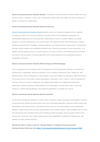 Electric Unmanned Aerial Vehicles Market - Analysis & Share