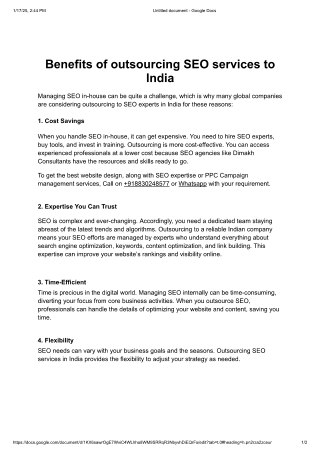 Benefits of outsourcing SEO services to India