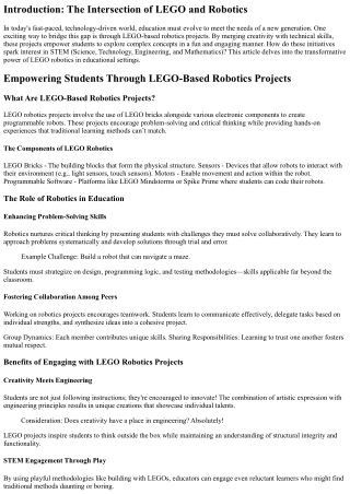 Empowering Students Through LEGO-Based Robotics Projects