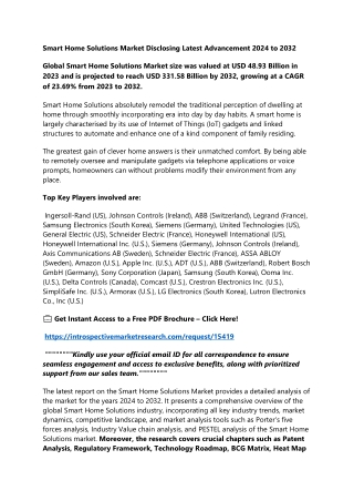 Smart Home Solutions Market