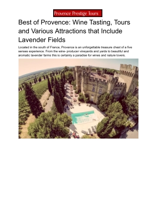 Best of Provence_ Wine Tasting, Tours and Various Attractions that Include Lavender Fields