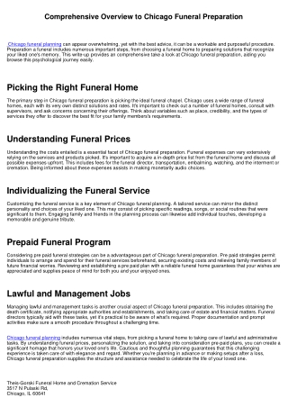 Comprehensive Overview to Chicago Funeral Planning