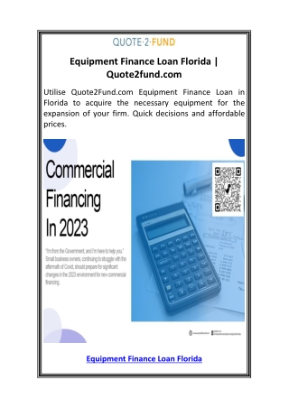 Equipment Finance Loan Florida  Quote2fund.com