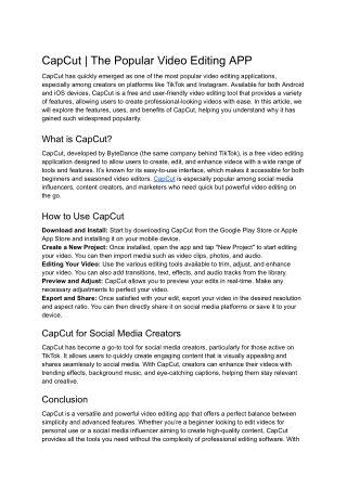 CapCut _ The Popular Video Editing APP