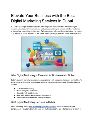 Elevate Your Business with the Best Digital Marketing Services in Dubai