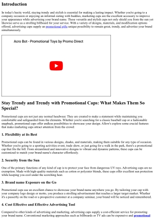 Stay Cool and Elegant with Promotional Caps