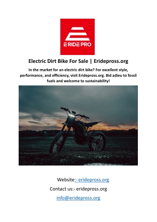 Electric Dirt Bike For Sale