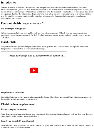 “Créer un coin détente extérieur avec des meubles en palette.”