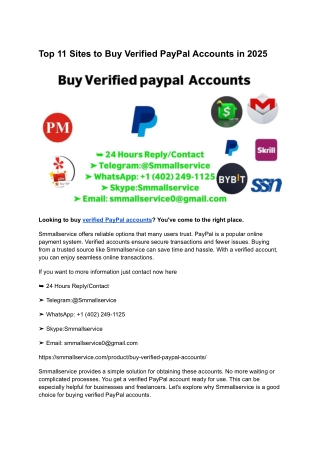 Top 11 Sites to Buy Verified PayPal Accounts in 2025