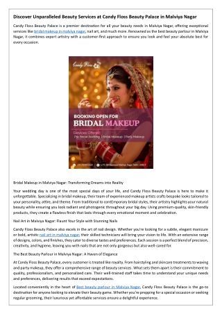 Discover Unparalleled Beauty Services at Candy Floss Beauty Palace in Malviya Nagar