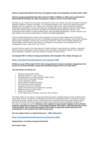 Lithium Compounds Market