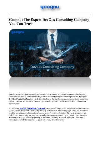 Goognu: The Expert DevOps Consulting Company You Can Trust
