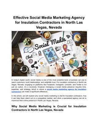 Effective Social Media Marketing Agency for Insulation Contractors in North Las Vegas, Nevada