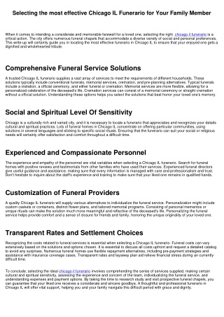 Picking the Best Chicago IL Funerario for Your Loved One