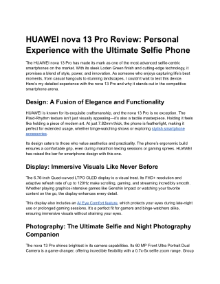HUAWEI nova 13 Pro Review_ Personal Experience with the Ultimate Selfie Phone