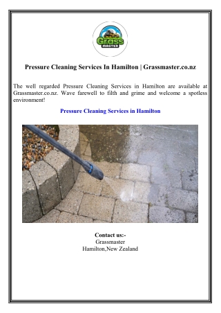 Pressure Cleaning Services In Hamilton  Grassmaster.co.nz