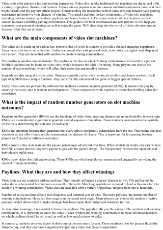 Master Video Slots: From Basic Spins to Bonus Wins