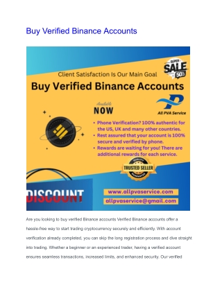 Buy Verified Binance Accounts