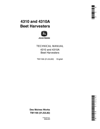 John Deere 4310 and 4310A Beet Harvesters Service Repair Manual Instant Download