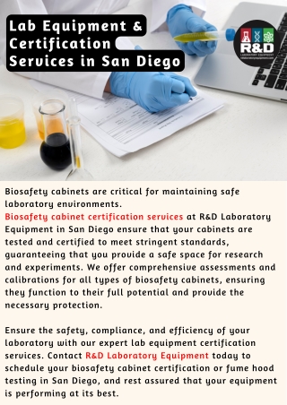 Lab Equipment & Certification Services in San Diego
