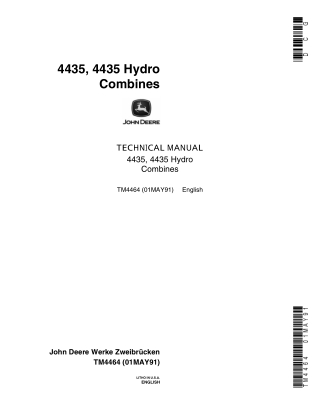 John Deere 4435, 4435 Hydro Combines Service Repair Manual Instant Download