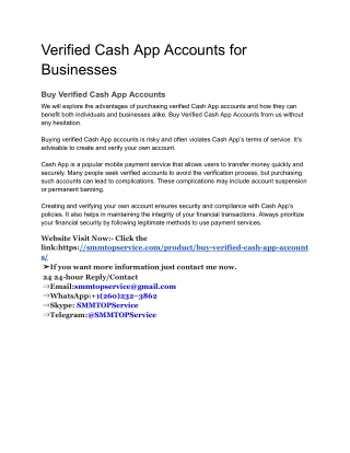 Verified Cash App Accounts for Businesses