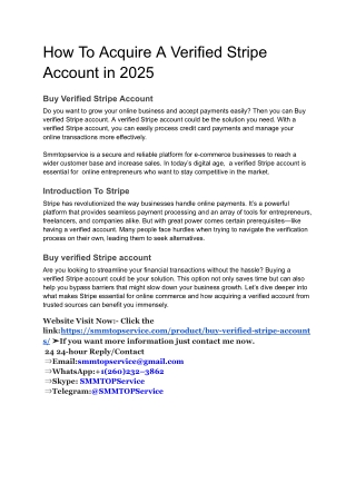 How To Acquire A Verified Stripe Account in 2025
