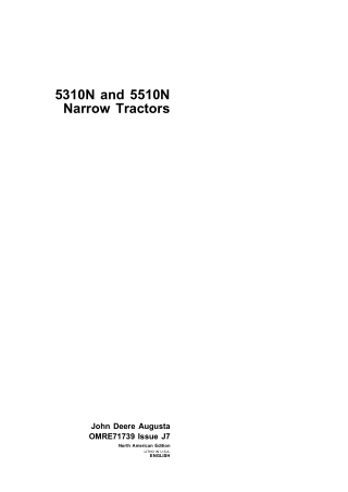 John Deere 5310N and 5510N Narrow Tractors Operator’s Manual Instant Download (Publication No. 71739)