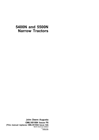 John Deere 5500N and 5500N Narrow Tractors Operator’s Service Manual Instant Download (Publication No.61084)