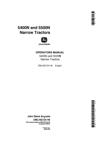John Deere 5500N and 5500N Narrow Tractors Operator’s Service Manual Instant Download (Publication No.62124)