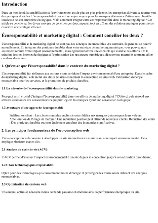 “Écoresponsabilité et marketing digital : Comment concilier les deux ?”
