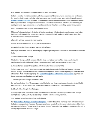 Find the Best Mumbai Tour Packages to Explore India Stress-Free