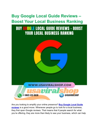 Buy Google Local Guide Reviews – Boost Your Local Business Ranking