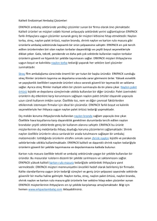 Kaliteli Endustriyel Ambalaj Cozumleri