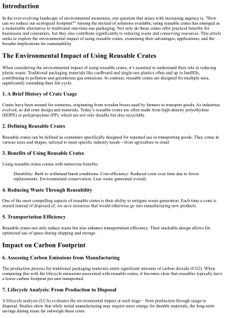 “The Environmental Impact of Using Reusable Crates”