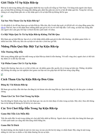 Cơ Hội Nhận Quà To Từ Sự Kiện Rikvip Không Thể Bỏ Qua