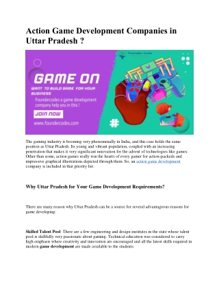 Action Game Development Companies in Uttar Pradesh