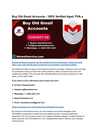 Buy Old Gmail Accounts - 100% Verified Aged, PVA a (6)