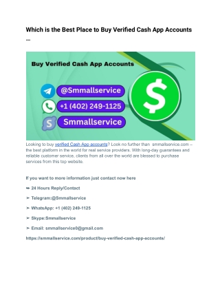 Which is the Best Place to Buy Verified Cash App Accounts