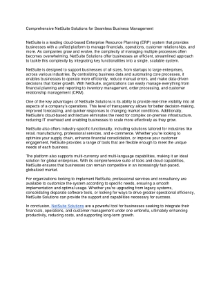 Comprehensive NetSuite Solutions for Seamless Business Management