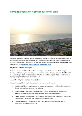 Romantic Vacation Home in Riccione Italy