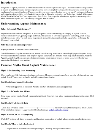 “Asphalt Maintenance Myths That Could Cost You!”